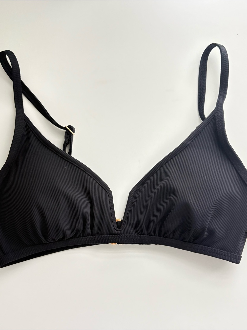 Black Ribbed Triangle Bralette - Women Intimates